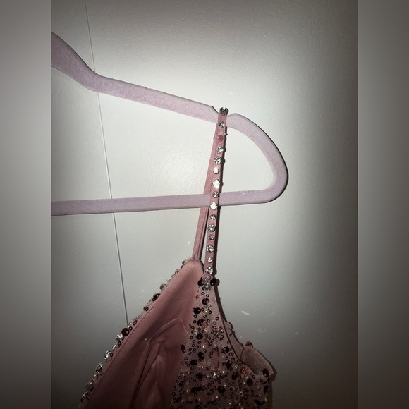 NWT | Mac Duggal 69175 Rose Pink Plunge Neck Sleeveless Trumpet Gown Size 10 - Picture 15 of 17